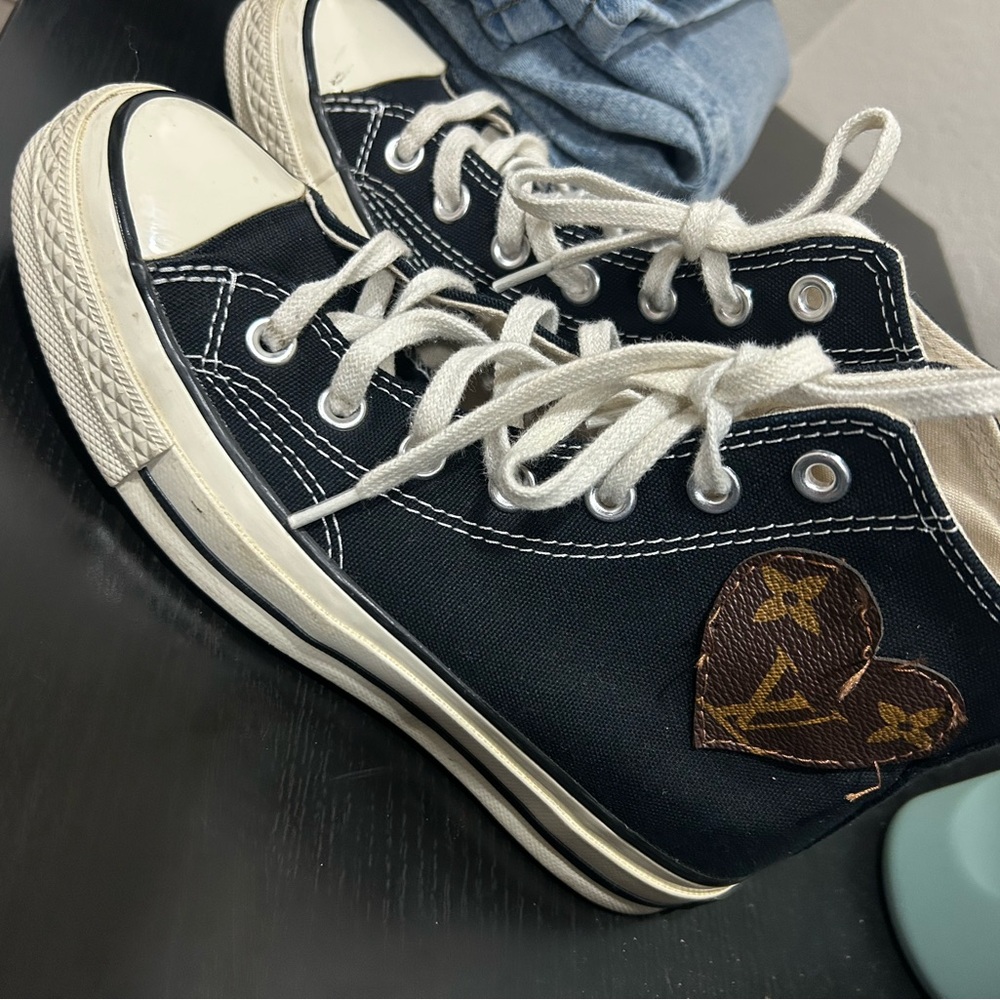 Converse Black High-Tops with Heart Detail